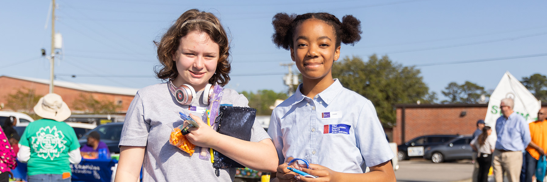 Young girls smiling